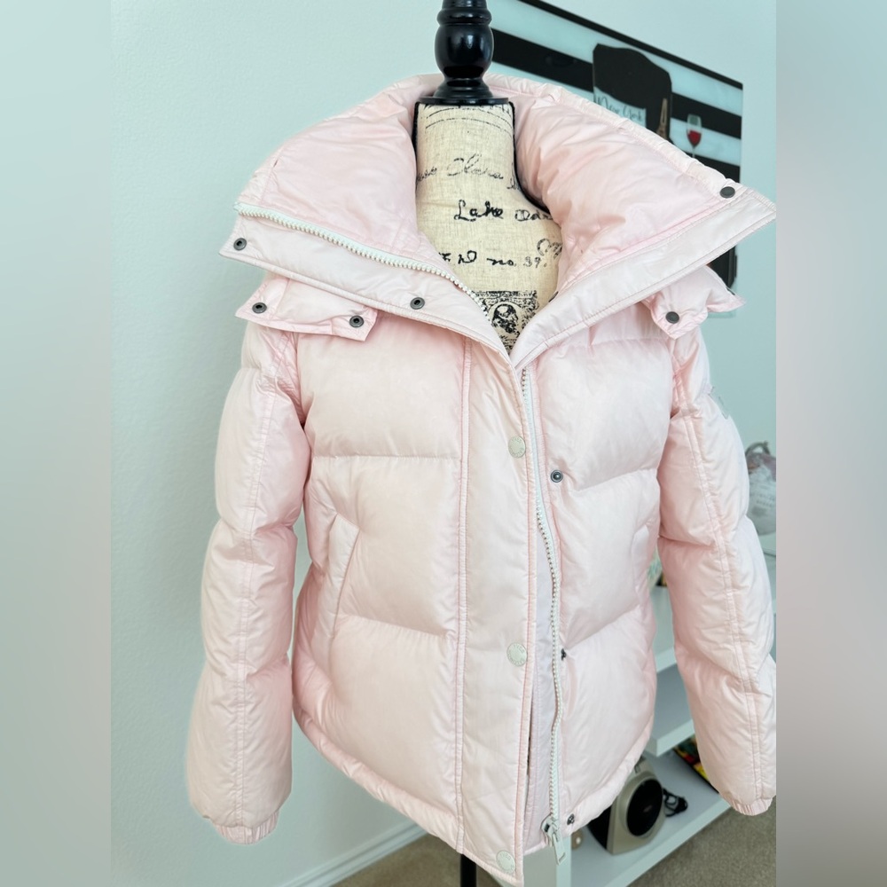YVES SALOMON YS ARMY Light Pink Down Jacket Made in France Size 34(fits US XS-S)